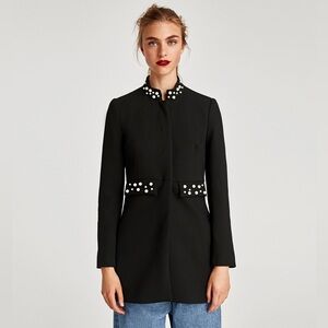 Zara Pearl Blazer Jacket - Black